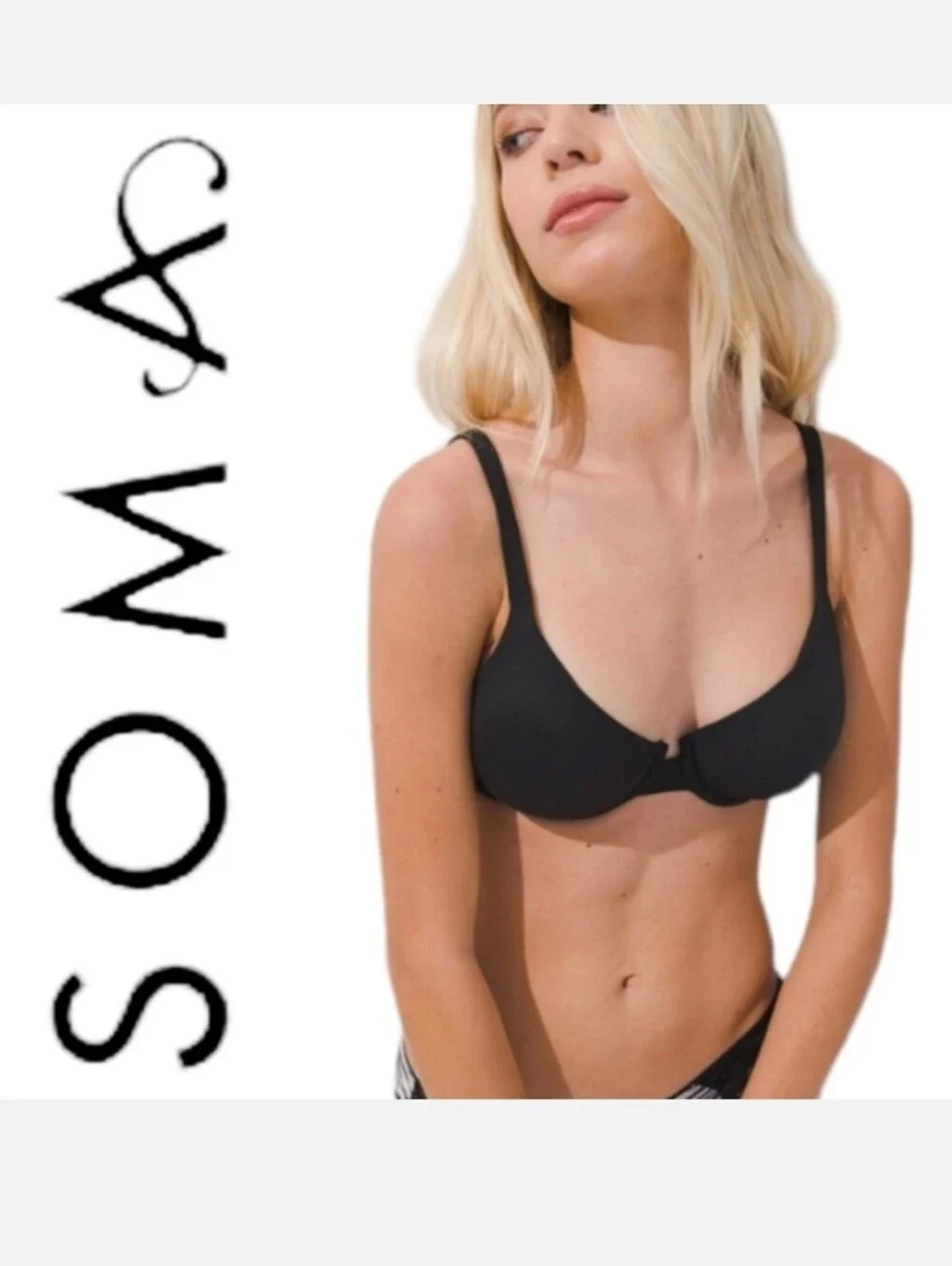 SOMA Embraceable Signature Lace Unlined Perfect Coverage Bra Black 32DD NWT